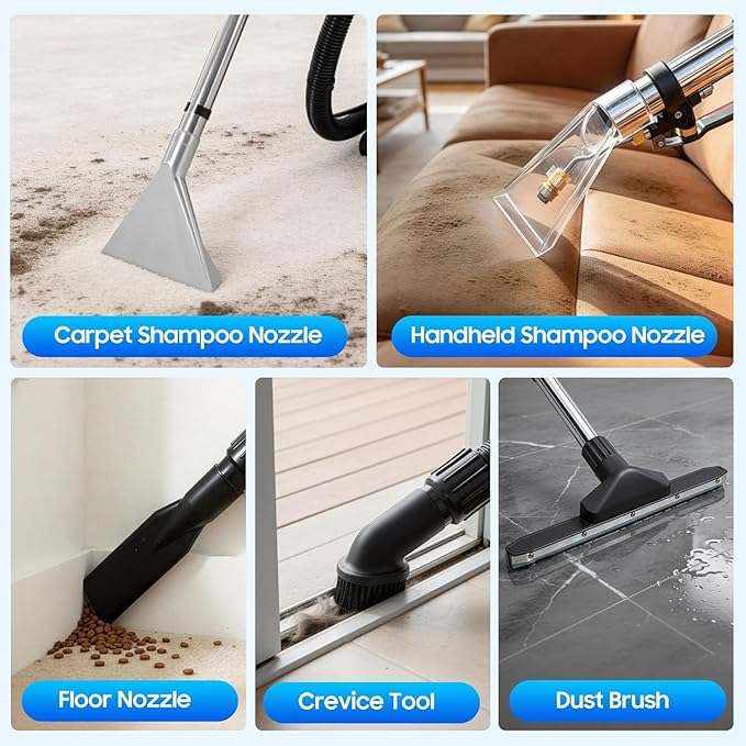 Commercial Carpet Cleaning Machine, 1000W 110V 40L/11Gal Professional Commercial 3 in 1 Carpet Spraying Floor Brush Cleaner Extractor Vacuum Washing Machine Portable Carpet Cleaner (40L)