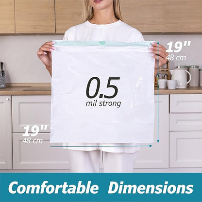 4 Gallon Drawstring Trash Bags - 0.5 Mil Strong - Small Garbage Bags - for Office Bathroom Kitchen - Individual, Unscented, White, 19" x 19", 60 Count