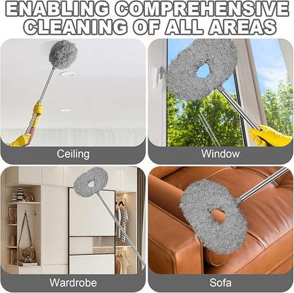 Eunice 13-49.7 Inches Ceiling Fan Duster with Extension Pole, Adjustable and Removable Cleaner Blade for High Ceiling, Fan Cleaner for Window Door Furniture (Gray)