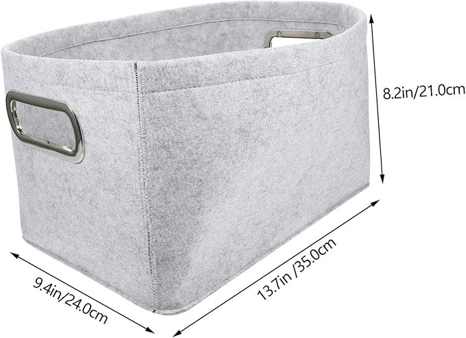Hemobllo Felt Storage Basket Large Capacity Multi Purpose Organizer for Clothes and Sundries Lightweight Laundry Hamper for Home Bathroom Bedroom Light Gray