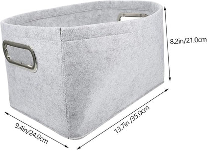 Hemobllo Felt Storage Basket Large Capacity Multi Purpose Organizer for Clothes and Sundries Lightweight Laundry Hamper for Home Bathroom Bedroom Light Gray