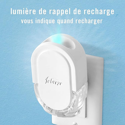 Febreze Plug In Air Freshener, Odor-Fighting Scented Oil Refill, Air Fresheners for Home & Bathroom and Kitchen,Long Lasting for Strong Odors,Ocean & Mountain Scents,0.87oz Refills,4 Count (Pack of 2)