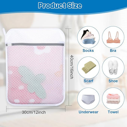 4-Pack Durable Honeycomb Mesh Laundry Bags for Delicates - 12x16 Inches Lingerie Bags for Washing Delicates with Sturdy Zippers, Protect Clothes in Washing Machine for Home, College & Dorm (Medium)