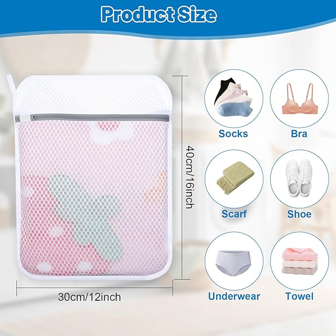 6-Pack Durable Honeycomb Mesh Laundry Bags for Delicates - 12x16 Inches Lingerie Bags for Washing Delicates with Sturdy Zippers, Protect Clothes in Washing Machine for Home, College & Dorm (Medium)