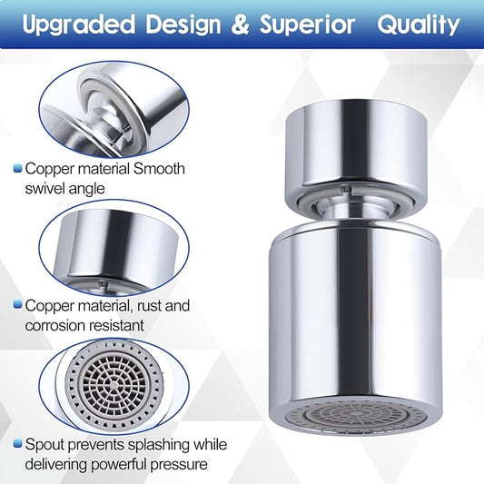 Swivel Faucet Aerator 360 Degree Twist Kitchen Sink Aerator Dual-Function Sink Sprayer Attachment Kitchen 55/64 Inch Female Thread Faucet Extender Splash-Proof