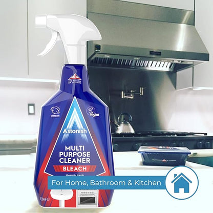 Astonish Multi Purpose Cleaning Spray With The Added Power Of Bleach - All Purpose Cleaning Solution Removes Heavy Duty Stains & Hygienically Cleans Bathrooms & Kitchen Surfaces, 750ml Spray Bottle