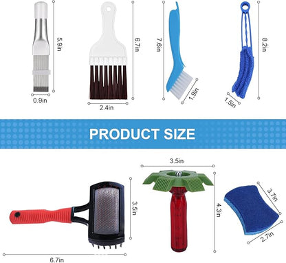 Aufind 7 PCS Different Air Conditioner Fin Cleaner kit, Brush Condenser Ac Coil Cleaner Air Refrigerator Fin Cleaner Evaporator Radiator Repair Clean Tool (red)