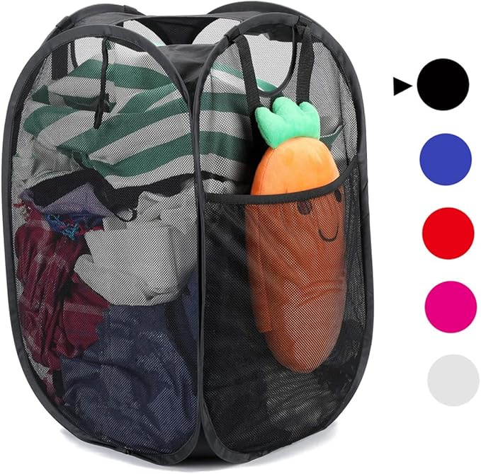 Folding Laundry Basket Square Collapsible Storage Container for Clothes Capacity Black Clothes Hamper for Home College Dorm and Travel