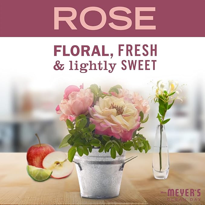 Mrs. MEYER'S Rose Scent Kitchen Basics Set, Dish Soap, Hand Soap, Multi-Surface Everyday Cleaner 3 ct.