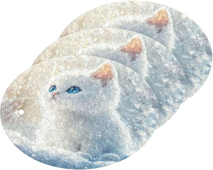 Cute Cat Kitchen Scrub Sponges, Pop-up Kitchen Cleaning Sponges Reusable Dish Washing Sponges for Bathroom Household Cleaning 3 Pack - Non Scratch Scrubber