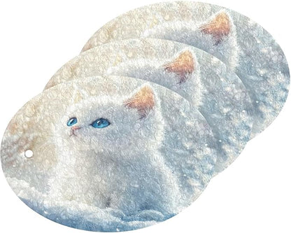 Cute Cat Kitchen Scrub Sponges, Pop-up Kitchen Cleaning Sponges Reusable Dish Washing Sponges for Bathroom Household Cleaning 3 Pack - Non Scratch Scrubber
