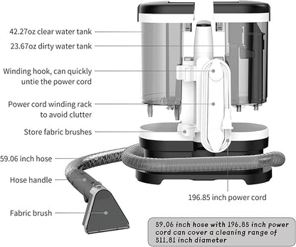 Rosewill Multi-Purpose Portable Carpet and Upholstery Cleaner, Powerful Suction 11 Kpa Spot Cleaner, 450W Motor, Car and Auto Detailer, Stain and Spot Remover; Versatile Use: Carpet, Sofa, Pet Hair