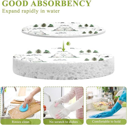 Bears Kitchen Scrub Sponges, Pop-up Kitchen Cleaning Sponges Reusable Dish Washing Sponges for Bathroom Household Cleaning 3 Pack - Non Scratch Scrubber