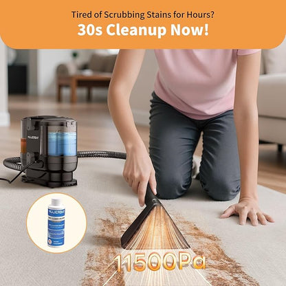 Miniboo Carpet Cleaner, Compact & Powerful Upholstery Cleaner Machine,Portable Spot with 360°Wheels, 1.3-inch Deep Stain Small Rug Cleaner for Car, Stairs, Couches. Black