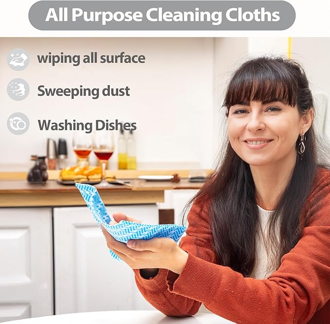 Disposable Dish Cloths,Multi use Reusable Cleaning Cloth,Machine Washable J Cloth,Heavy Duty Handy Cleaning Wipes 11.8" X 19.6" (100 Count)