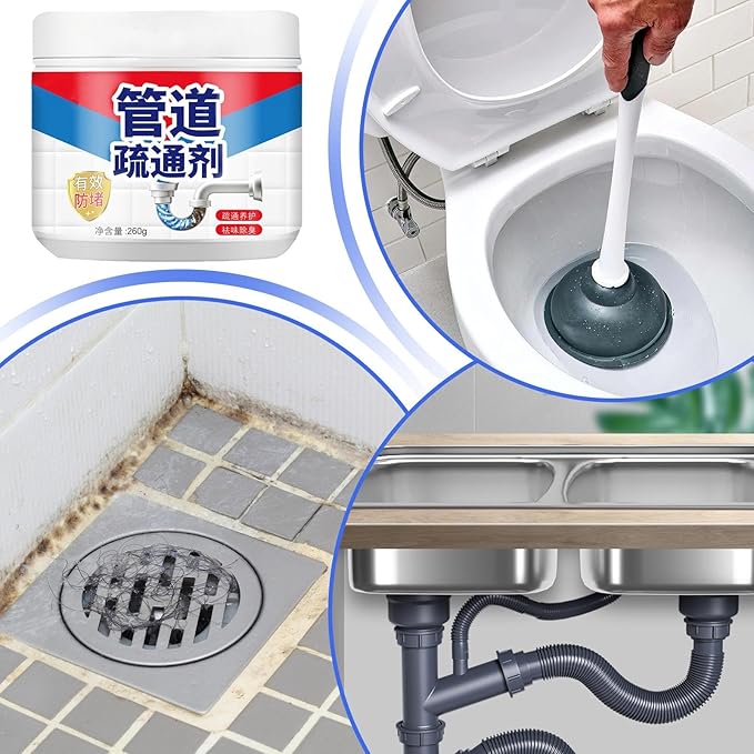 Drain Clog Remover- Sink Drain Clog Powder 260g Hair Cleaner Powder For Home Cleaning Grease And Leftovers Pipe Safe Solution Heavy Duty For Balcony, Kitchen