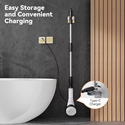 Electric Spin Scrubber, Cordless Power Cleaning Brush with 7 Replaceable Brush Heads, Waterproof Rechargeable Scrubber for Bathroom, Kitchen, Tile & Grout