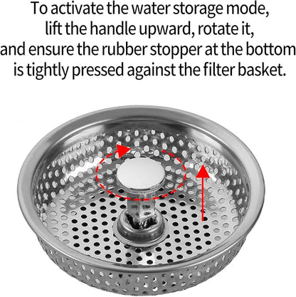Kitchen Sink Stainless Steel Basket Strainer Replacement with Flat Bottom Rubber Stopper, 3.25 Inch, Indoor and Outdoor Kitchen Sink Strainer