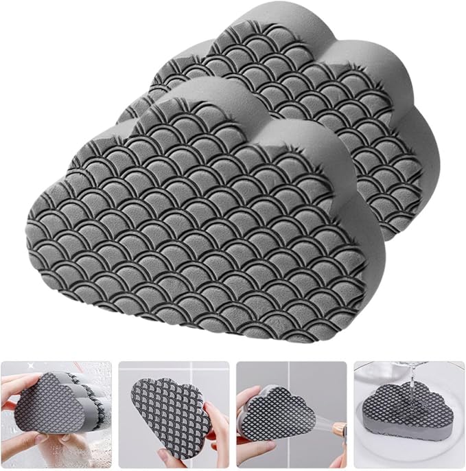 2pcs Kitchen Sponge Scrubbers Cloud Shape Pot Scrubber and Mirror Cleaner for Bathroom and Cookware Cleaning Home Washing Tool