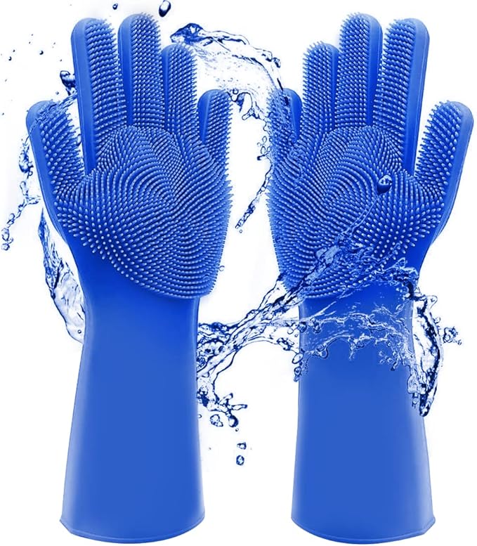 Louis Donné Reusable Silicone Dishwashing Glove, Heat Resistant Kitchen Glove, Silicone Massaging Dishwashing Gloves for Dogs and Cats Care and Pet Grooming Household Kitchen Gloves