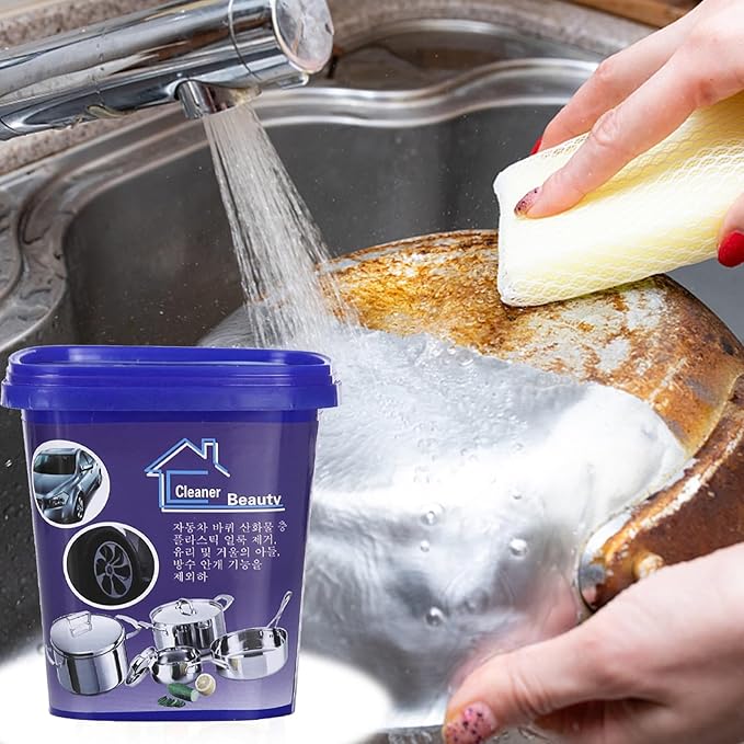 Multi-function Kitchen Pots and Pan Cleaner, Powerful Stainless Steel Cookware Cleaning Paste 500g for House Pots, Sinks,Appliances Surfaces,Kitchen Utensils