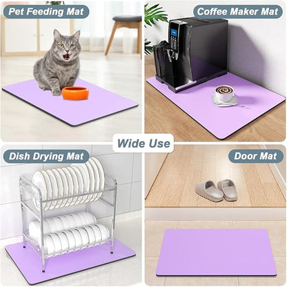 Rnivvi Coffee Mat, 16" x 24" Coffee Bar Mats for Espresso Machine Station Accessories and Organizer, Hide Stain Rubber Backed Absorbent Dish Drying Pad for Kitchen Counter, Cute Bar Decor Pad, Purple