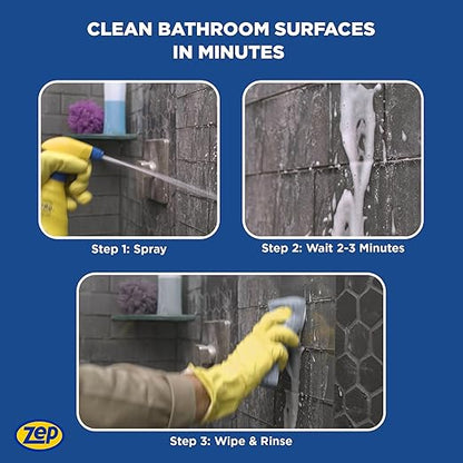 Zep Foaming Shower Tub and Tile Cleaner - 32 oz (Case of 4) ZUPFTT324 - No Scrub Formula, Breaks up Tough Buildup on Contact