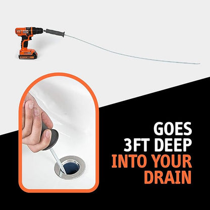 DrainShroom DSSNK070 Revolutionary Tub and Sink Snake Auger Clog Remover for Bathroom Drains, 42 Inch, Stainless
