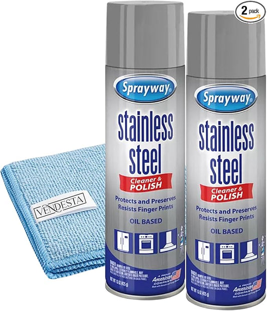 Stainless Steel Cleaner Bundle. Includes Two-15 Oz Stainless Steel Cleaner and Polish with Microfiber Cloth