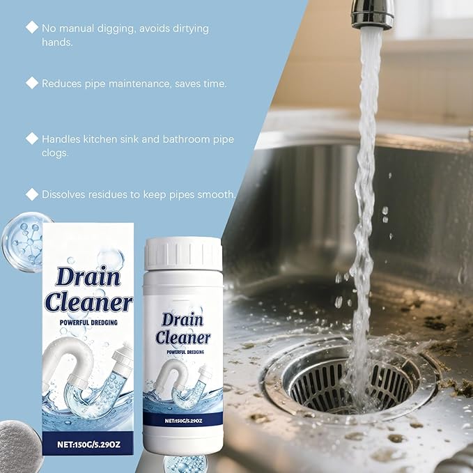 Drain Clog Remover, Powerful Pipe Dredging Agent, Sink & Drain Cleaner Powder, Dredging Agent for Kitchen Toilet Pipeline Quick Cleaning Tool (2)