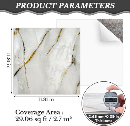 30 Sheets Peel and Stick Wall Panels, Self-Adhesive PVC Wall Panels for Kitchen Backsplash, Bathroom Decoration, 11.8" x 11.8" (Tile Effect Wallpaper)