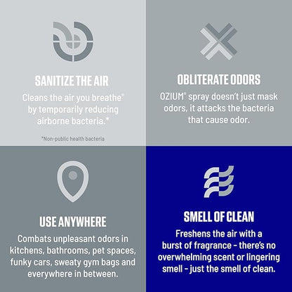 Ozium Air Sanitizer Spray - Room Odor Eliminator for Home, Car, and Office - New Car - 8 oz Can - 1 Pack