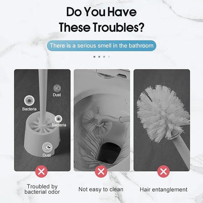 Toilet Cleaner Brush - Toilet Bowl Scrub Brush, Silicone Toilet Brush with Holder | Flexible Bristles Deep Cleaning Quick Drying, Anti-drip Design Long Handle, Space-Saving Bathroom essantial