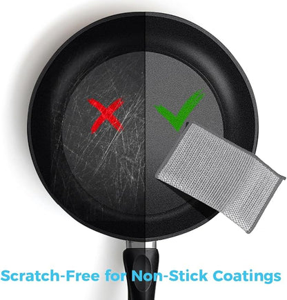 AIDEA Non Scratch Wire Dishcloth 24PK, Upgraded Wire Dishwashing Rag for Kitchen, Dual Sided, Dish Cloths for Washing Dishes, Cleaning Pads Steel Scrubber for Cookware, Sinks, Stove Tops, 7"×8" Grey