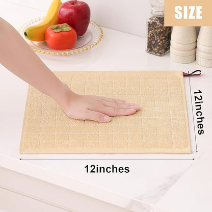 Homaxy 100% Cotton Terry Kitchen Dish Cloths, Ultra Soft and Absorbent Dish Towels for Kitchen, Suitable for Drying and Washing Dishes, 12 Pack, 12 x 12 Inches, Apricot