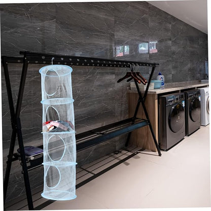 1Pc Hanging Laundry Basket Breathable Compartment Organizer for Clothes Sundries Convenient Storage