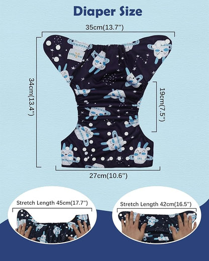 babygoal Boy Cloth Diapers Pack of 13, Baby Reusable Washable Pocket Nappy, 6pcs Diapers+6pcs Rayon from Bamboo Inserts+Wet Bag