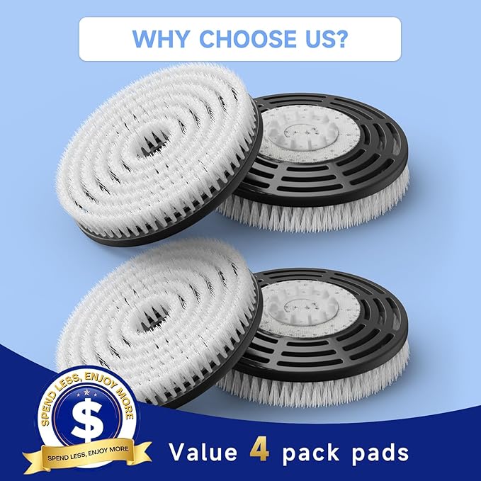 Newly Upgraded Steam Mop Replacement Brush Pads for Shark Steam and Scrub Mop S8201 S8001 S7201 S7000 Series, 4 Count