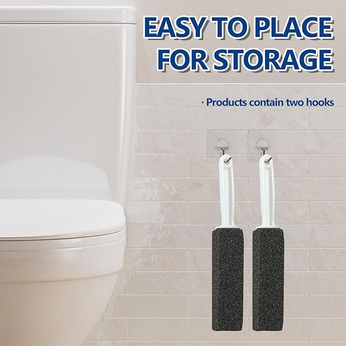 Black Pumice Stone Toilet Bowl Cleaner,Pumice Cleaning Stone with Handle and Hook,Scrubs Tough Hard Water Stains Away On Toilets, Bathtubs,Tiles&Sinks,Pumice Toilet Brush (2)