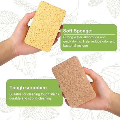 Yolaist 12 Pack Non-Scratch Scrub Sponge, Natural Kitchen Sponges for Cleaning Kitchen, Scratch Free Biodegradable Sponges for Dishes, No-Stick Cookware