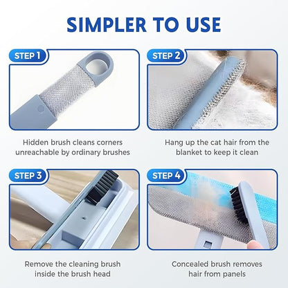 Jiexily 4 in 1 Cat and Dog Hair Removal Brush, 2025 New Multifunctional Pet Hair Remover with Extendable Long Handle, Washable Pet Hair Removal Tool for Furniture, Couch, Carpet, Clothes (1 Pcs)