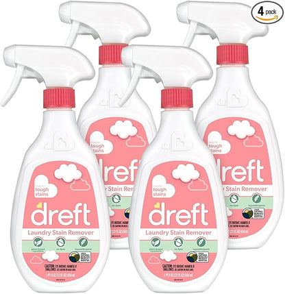 Dreft Baby Laundry Instant Stain Remover Spray for Clothes, 22 Fluid Ounce (Pack of 4)