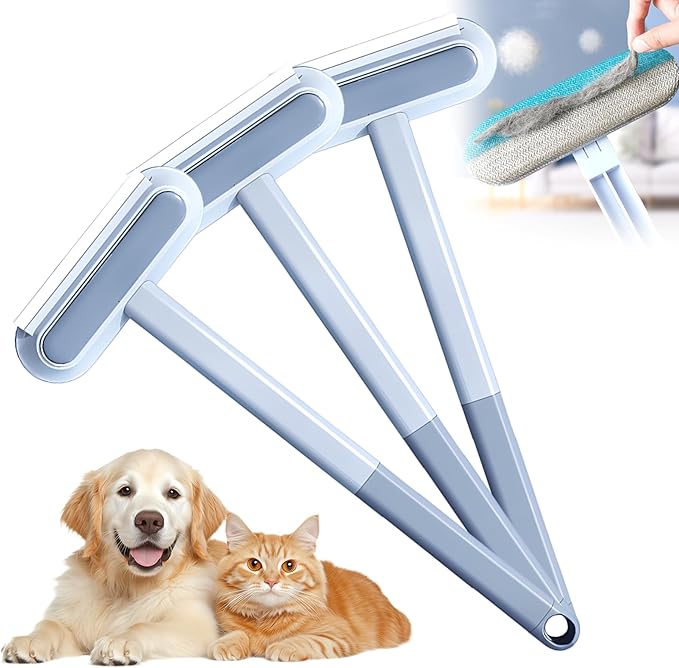 Pet Hair Remover, 2025 Upgraded Washable Lint Brush Cat Hair Remover, Pet Hair Remover for Furniture, Reusable Long Handle Dog and Cat Hair Remover Brush, Multifunctional Hair Removal Brush (3)