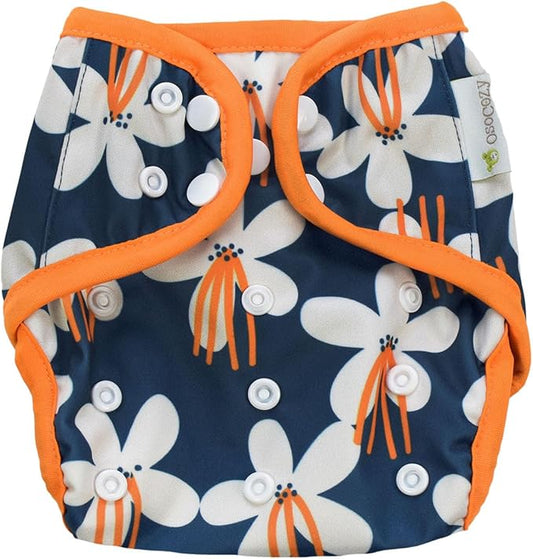 OsoCozy Newborn Reusable Cloth Diaper Covers - Adjustable Snap Fit & Double Leg Gussets for Baby Boys & Girls from 6-12 Pounds. Use with Prefold, Flat or Fitted Cloth Diapers or Snap-in Inserts
