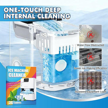 Ice Machine Cleaner Tablet, 36 Pack Ice Maker Cleaner for Crystal Clear Ice, Ice Machine Descaler Tablet for Most Countertop, Portable and Commercial Ice Machine,Remove Hard Water and Mineral Buildup