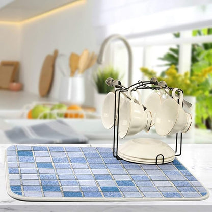Super Absorbent Dish Drying Mat, Microfiber Fast-Drying Dish Mat, 24" x 18", Kitchen Dish Drying Pad Mosaic Pattern…