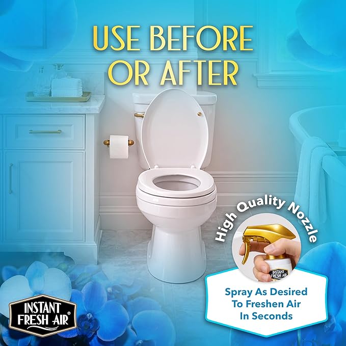 Seconda Premium Toilet Spray - Bathroom Air Freshener & Toilet Bowl Odor Eliminator - For Home, Business, School - Bathroom Deodorizer - Long Lasting Orchid Fragrance - 10.1 fl oz.