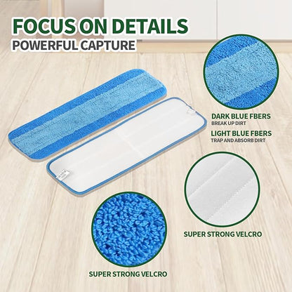4 Pack Microfiber Cleaning Pads Compatible with Bona Mop, Reusable Microfiber Mop Pads for 18 Inch Mop, Hardwood Floor Replacement Cleaning Mop Pads, Machine Washes