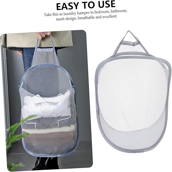 2pcs Wall-mounted Folding Laundry Baskets Breathable Sundries Organizer for Clothes and Toys Lightweight Storage for Home Easy Installation Grey Design
