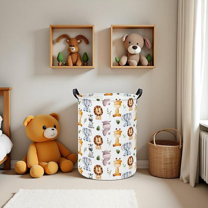 Baby Laundry Hamper kids laundry Basket Waterproof Storage Bin for Bedroom Toy Clothes Organizer Basket Woodland Animals Room Décor(Cute Animals)
